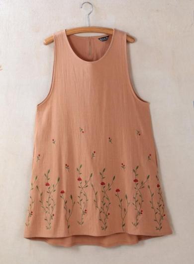 新作【VivresaVie】綿ワッシャー花刺繍チュニック