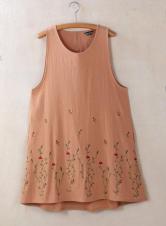 新作【VivresaVie】綿ワッシャー花刺繍チュニック