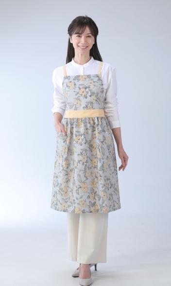 新作【VivresaVie】花プリント肩クロスエプロン